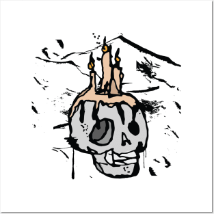 Skull candle light sketch Posters and Art